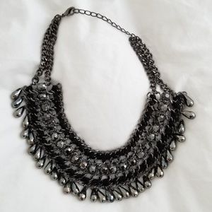 Gunmetal Beaded Statement Necklace